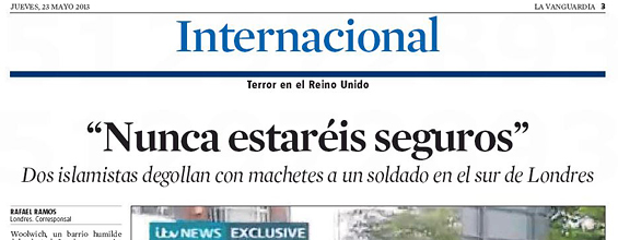 Detalle de la página 3 de 'La Vanguardia' con el error en el subtítulo de la noticia.
